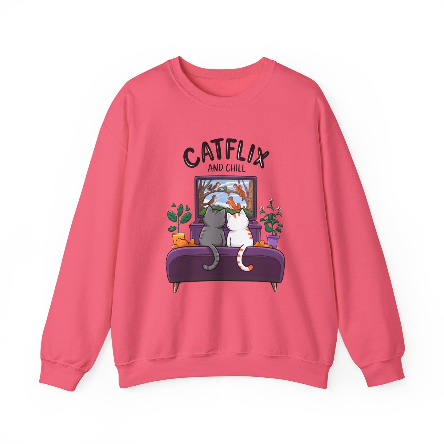 Catflix And Chill Crewneck Sweatshirt