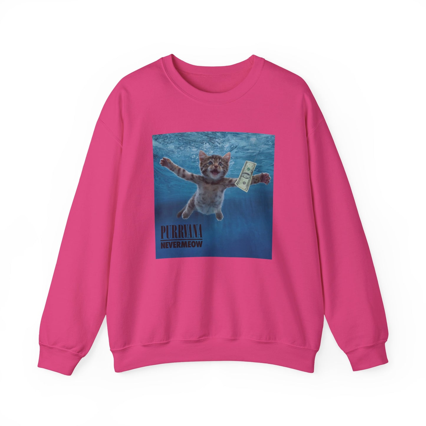 Purrvana Nevermeow Album Cover Crewneck Sweatshirt