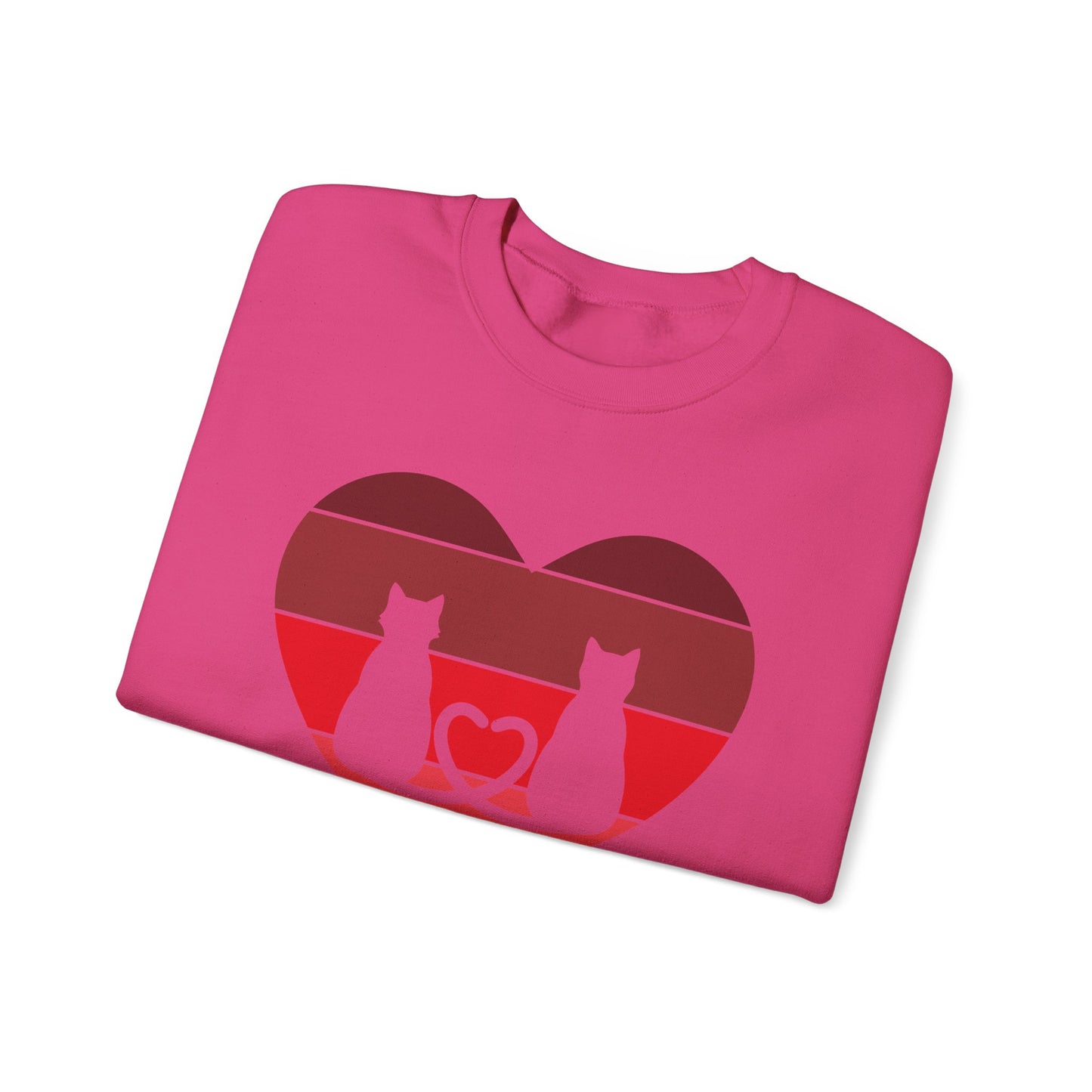Cat Tail Love Retro Heart Crewneck Sweatshirt