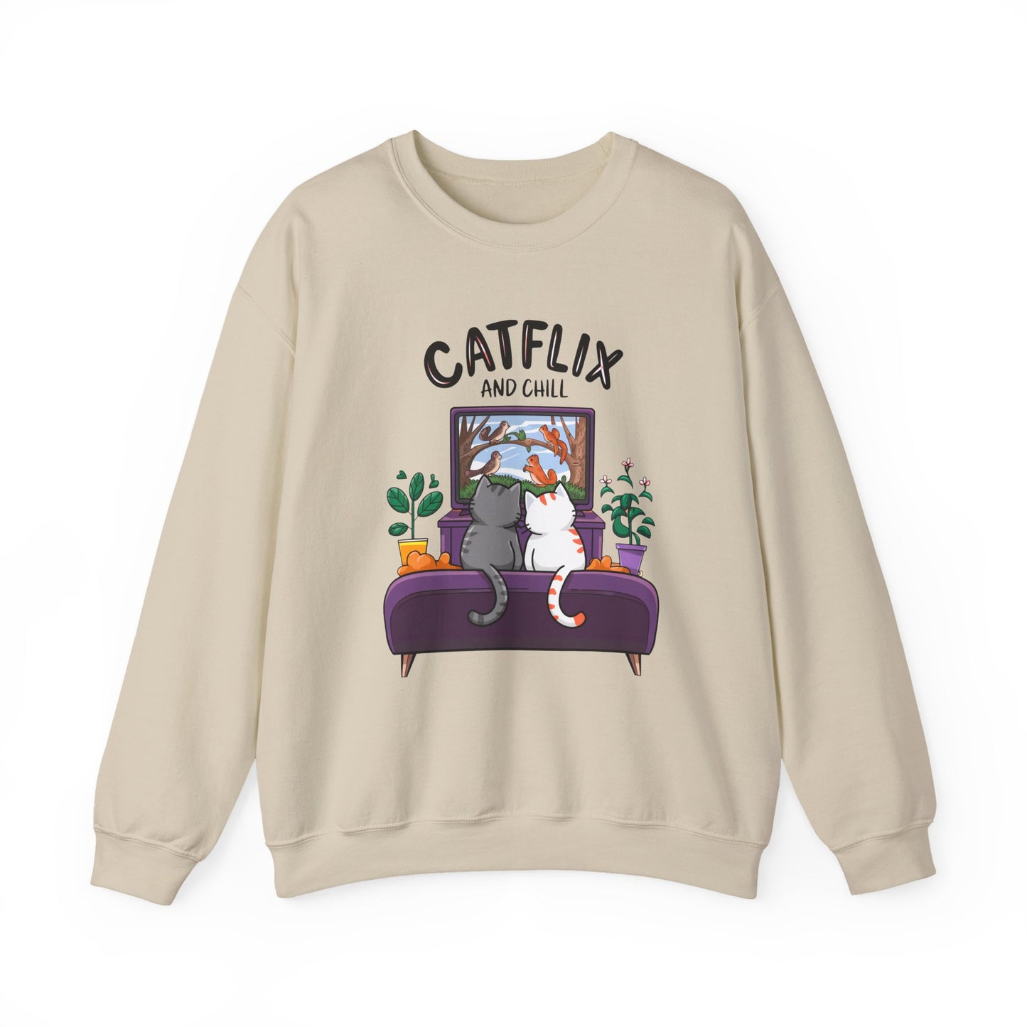 Catflix And Chill Crewneck Sweatshirt