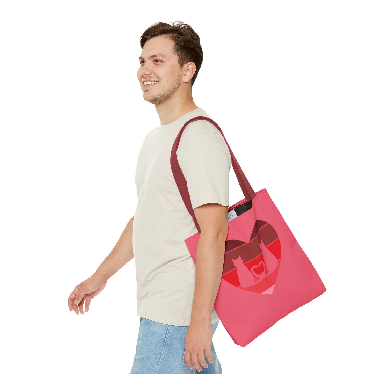 Cat Tail Love Retro Heart Tote Bag