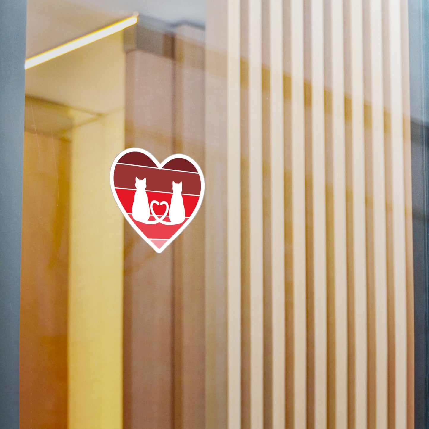 Cat Tail Love Retro Heart Vinyl Decal