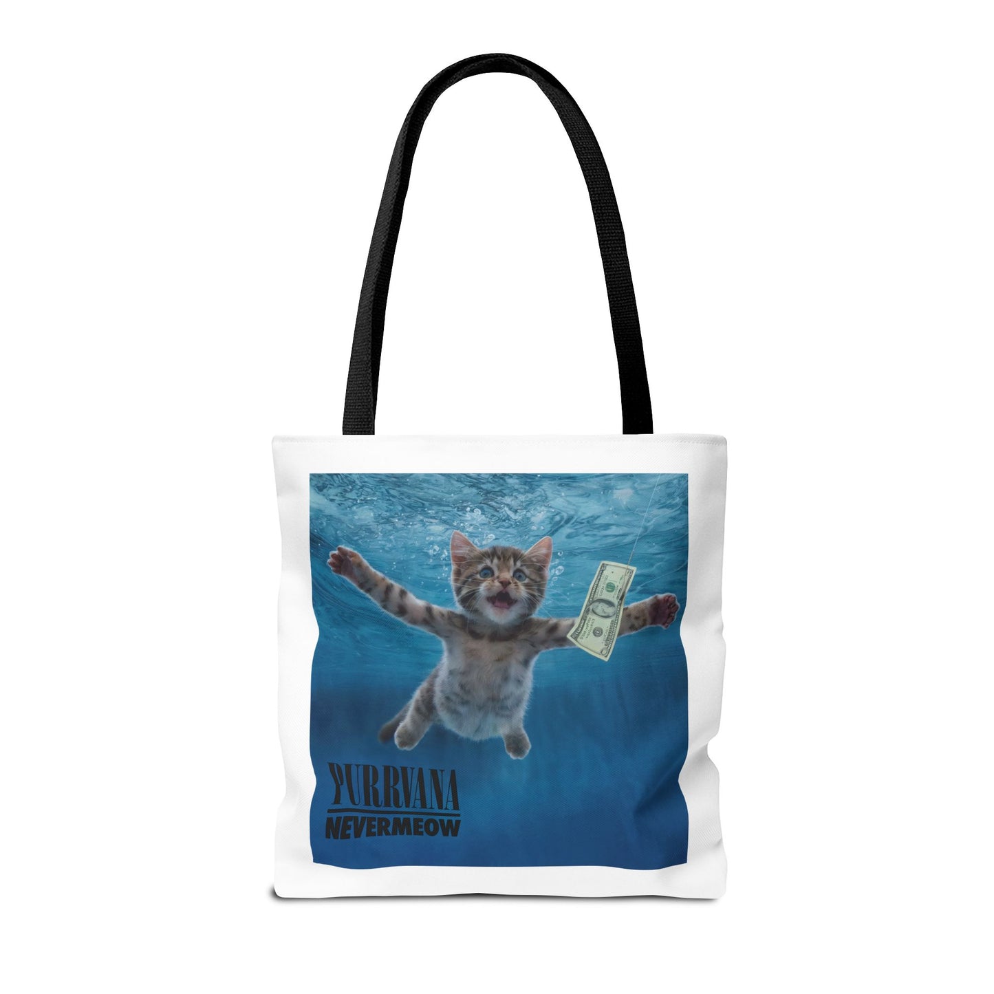 Purrvana Nevermeow Album Cover Tote Bag