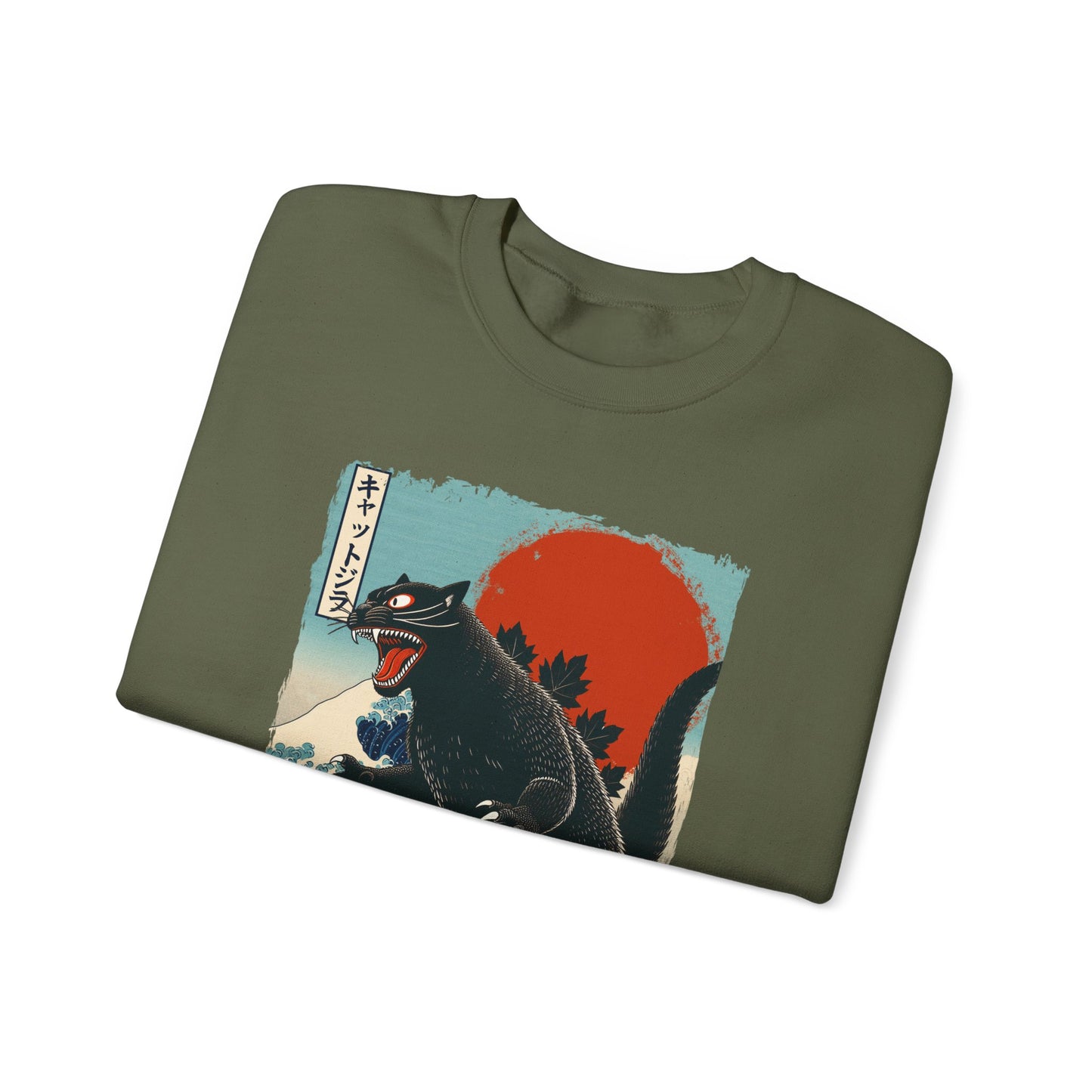 Catzilla Japanese Art Crewneck Sweatshirt