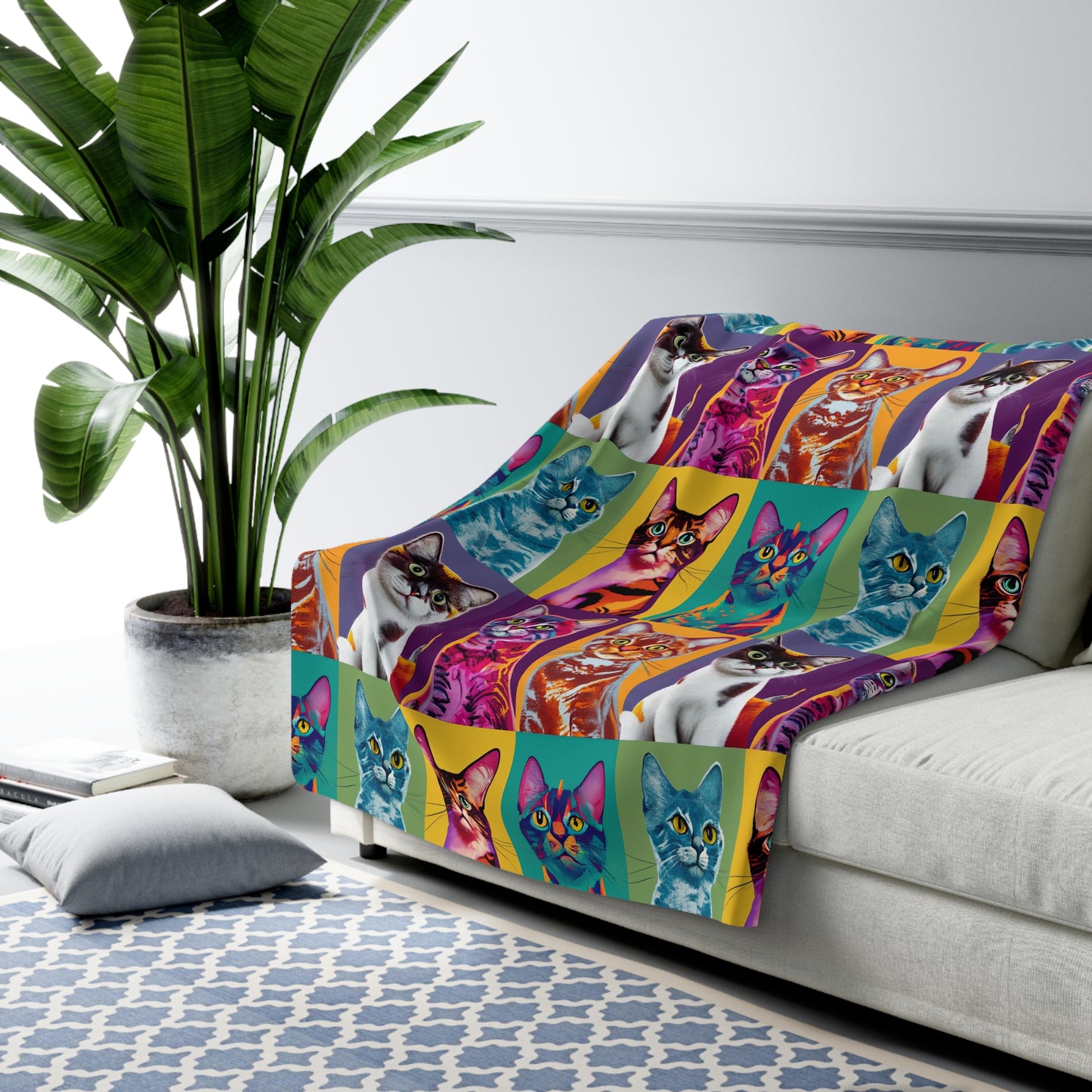 Catty Warhol Sherpa Fleece Blanket