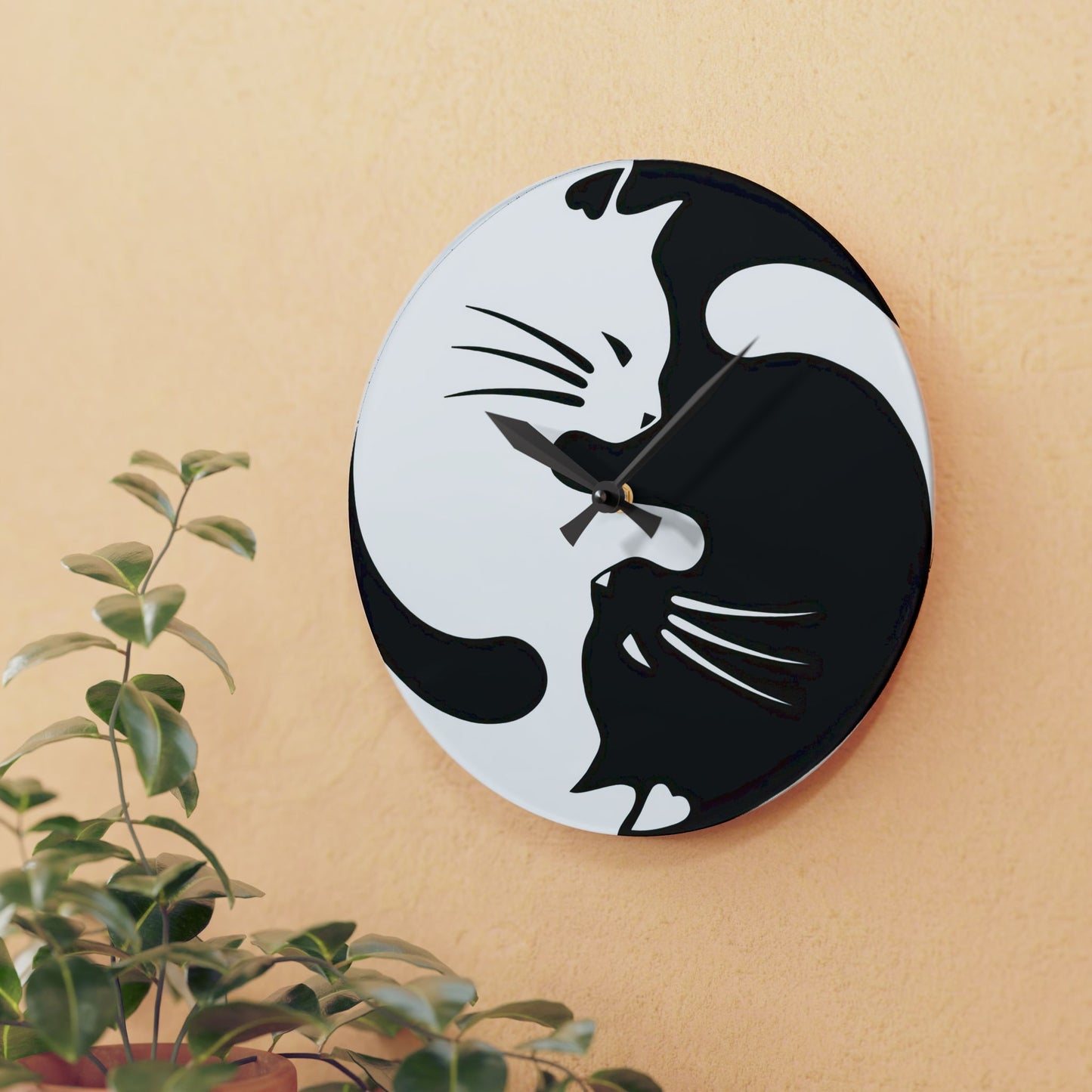 Yin Yang Kitties Acrylic Wall Clock
