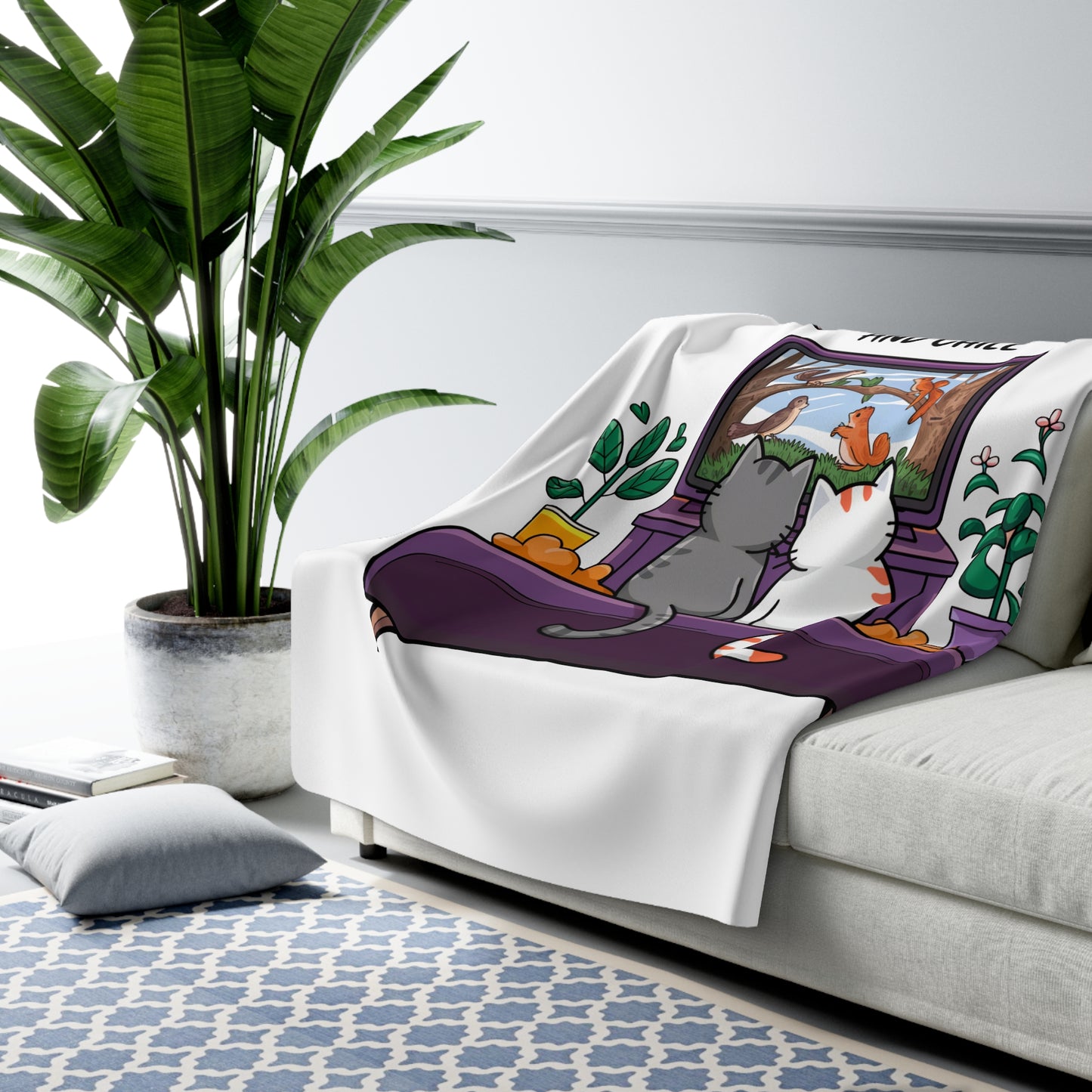 Catflix And Chill Sherpa Fleece Blanket
