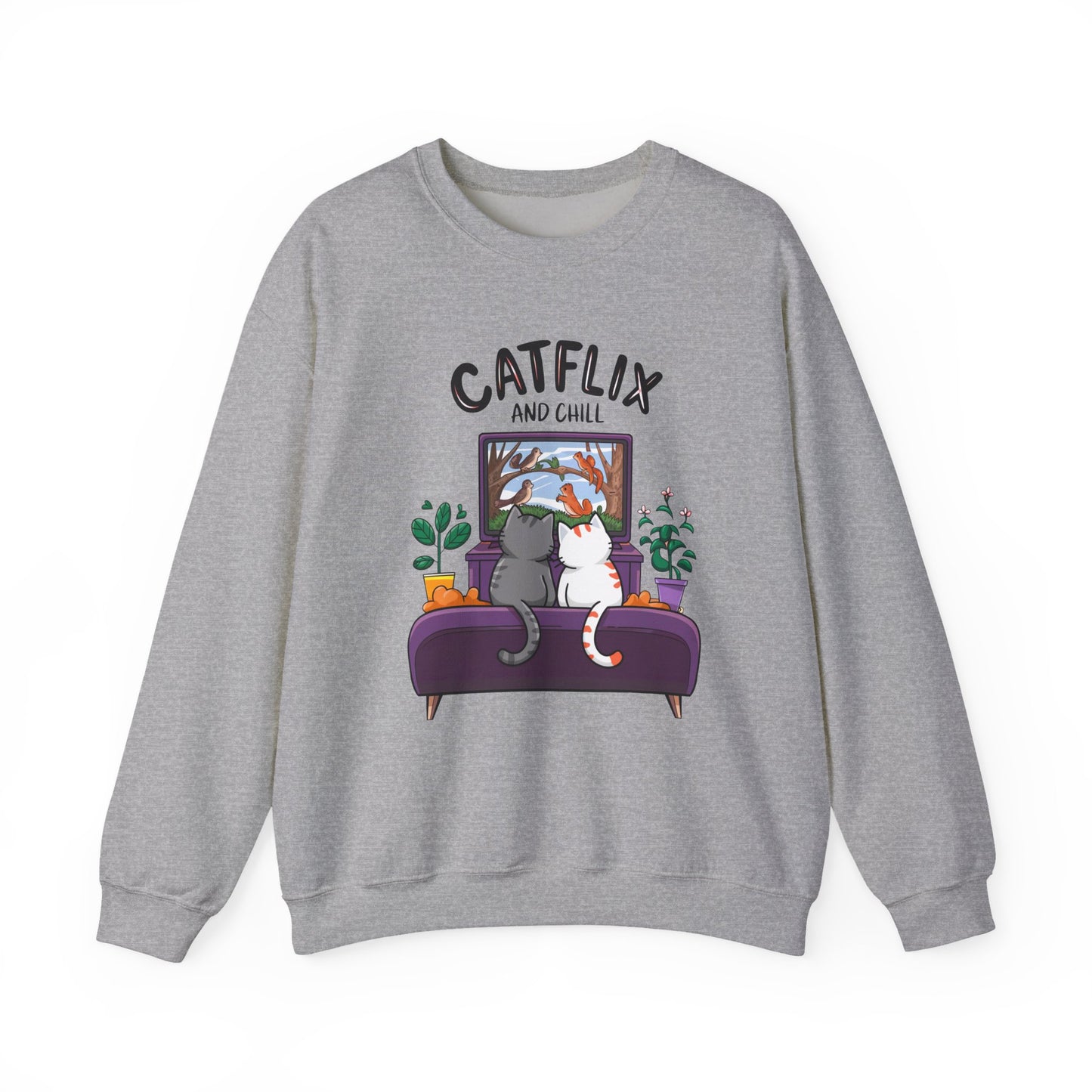 Catflix And Chill Crewneck Sweatshirt