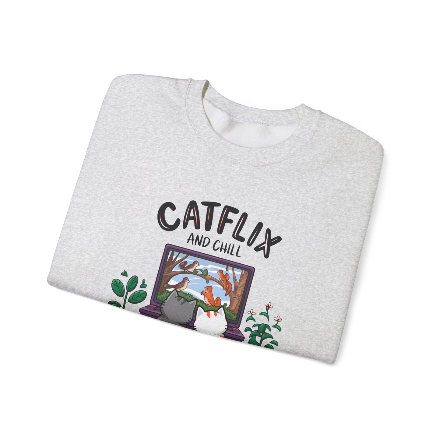 Catflix And Chill Crewneck Sweatshirt