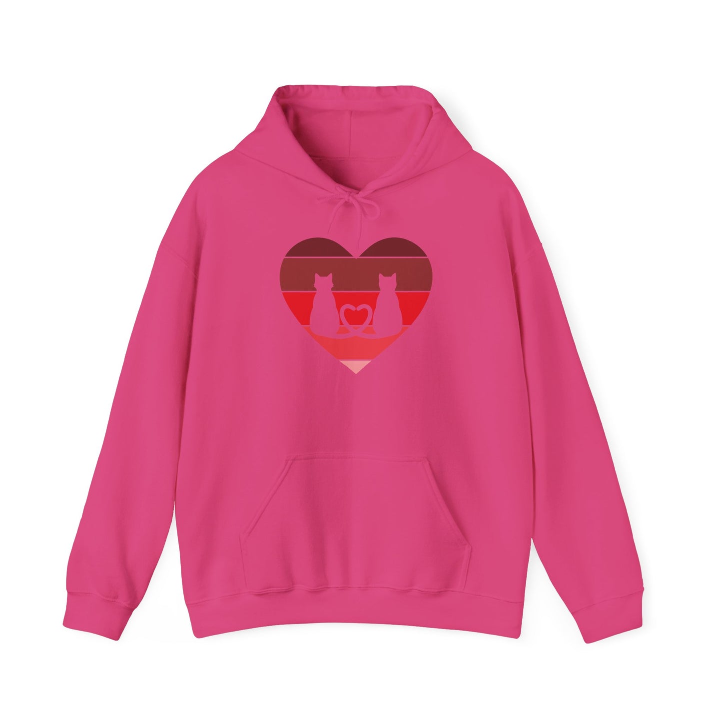 Cat Tail Love Retro Heart Hoodie Sweatshirt