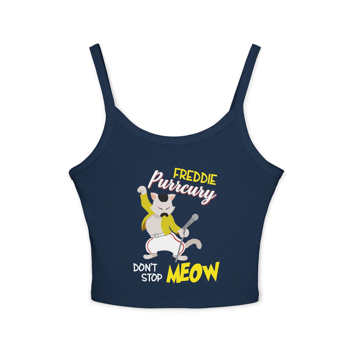 Freddie Purrcury Don't Stop Meow Women's Spaghetti Strap Tank Top