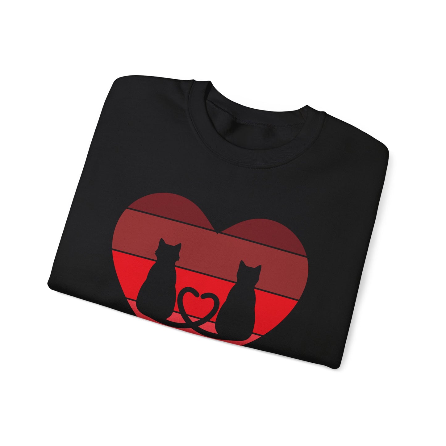 Cat Tail Love Retro Heart Crewneck Sweatshirt
