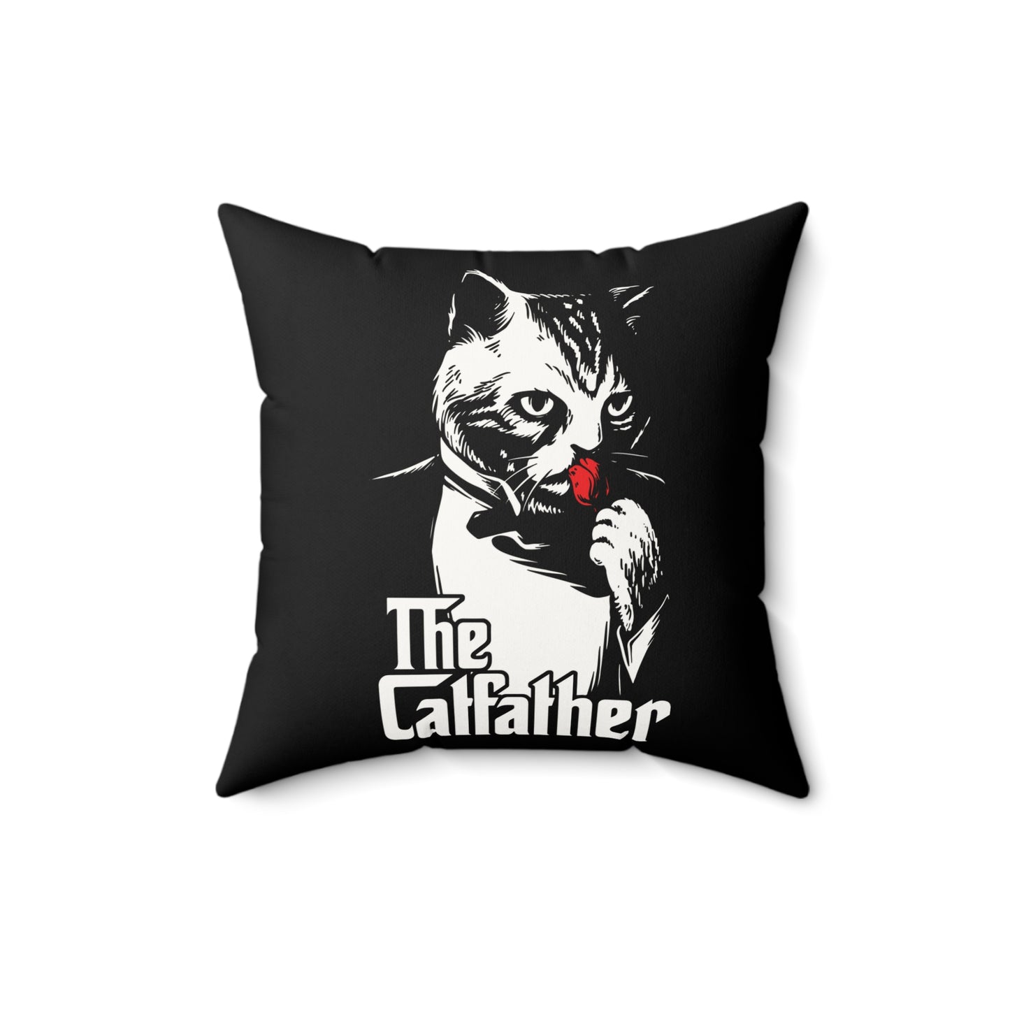 The Catfather Faux Suede Square Pillow