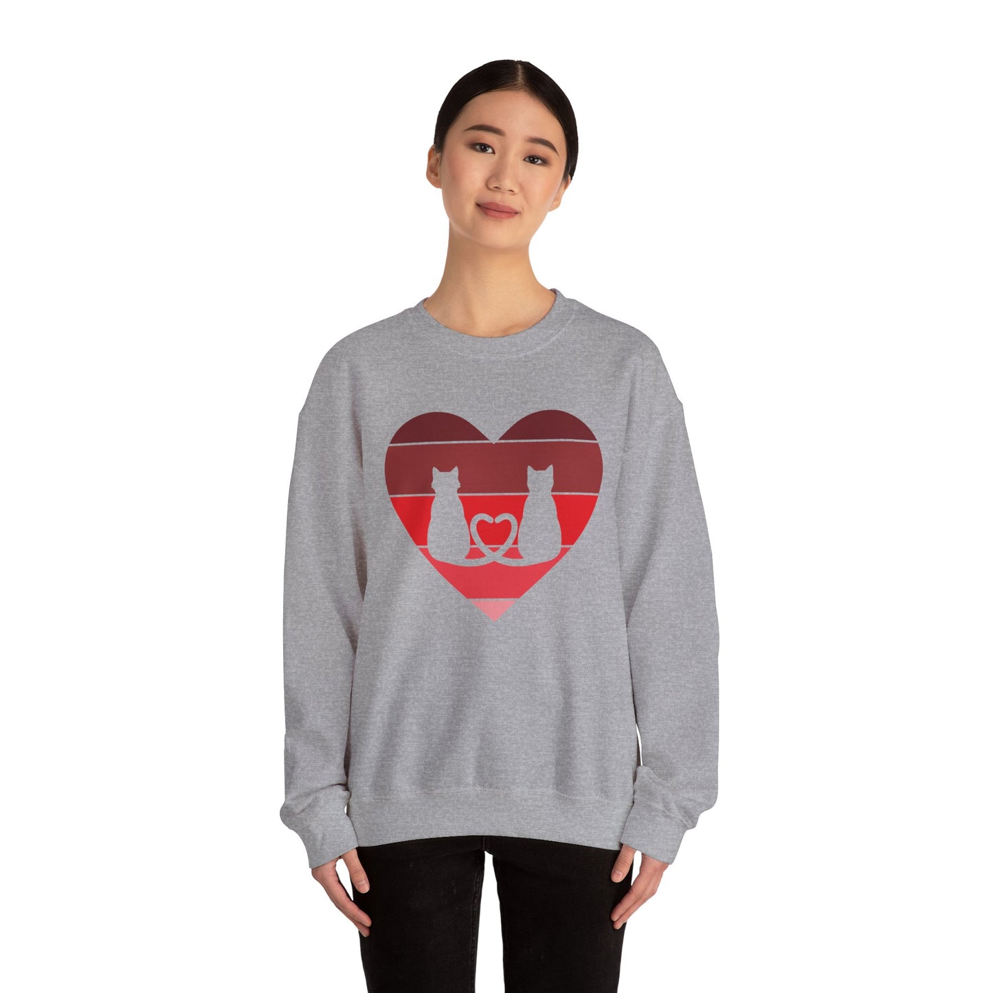 Cat Tail Love Retro Heart Crewneck Sweatshirt