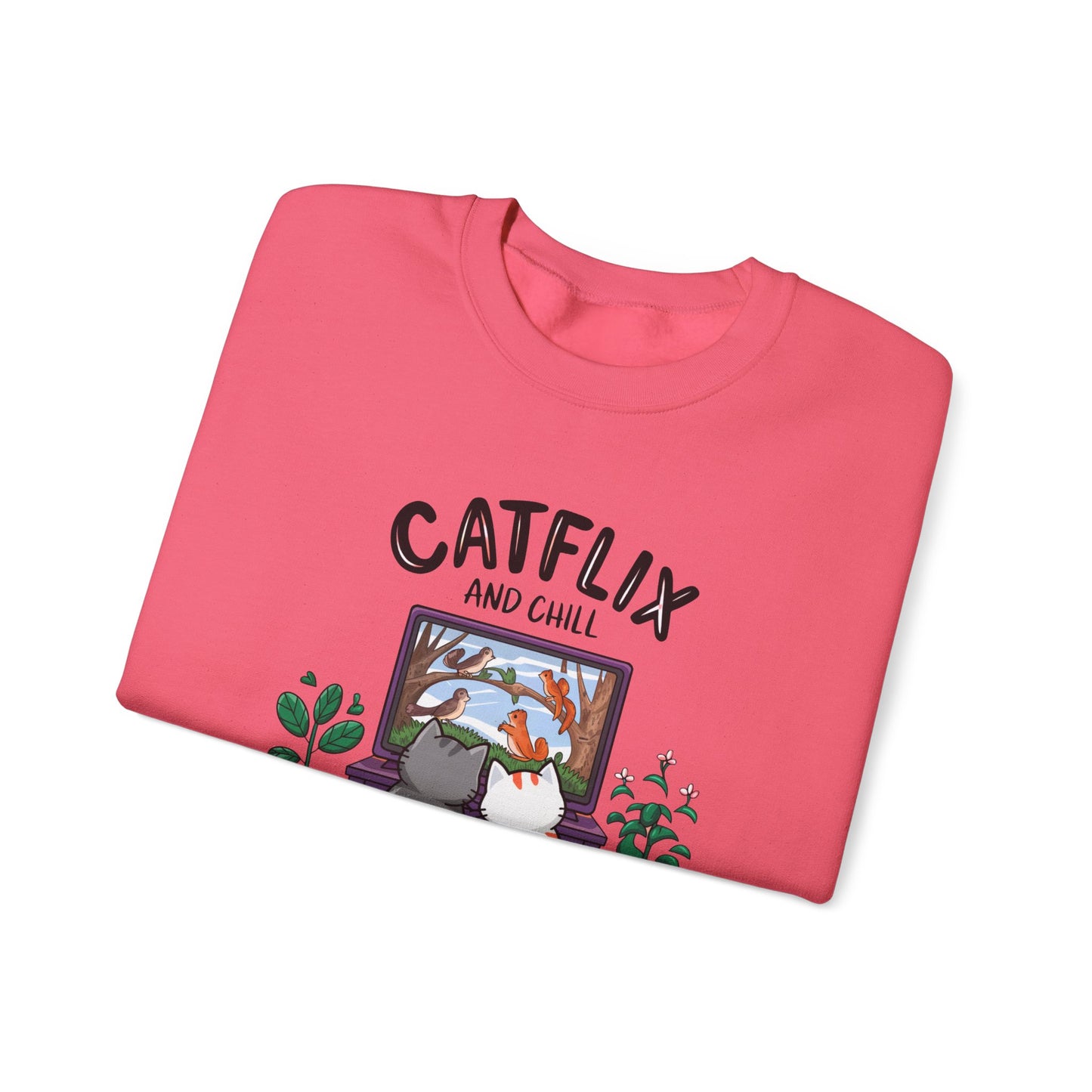 Catflix And Chill Crewneck Sweatshirt