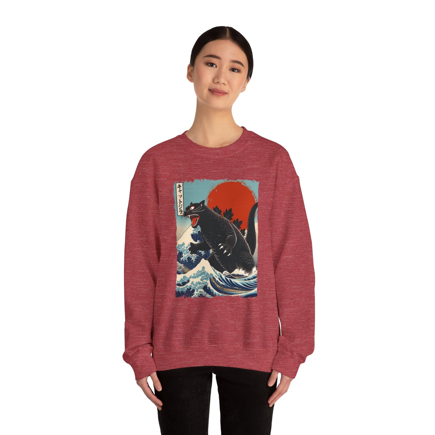 Catzilla Japanese Art Crewneck Sweatshirt