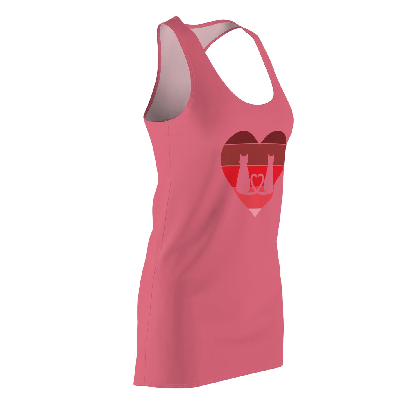 Cat Tail Love Retro Heart Women's Racerback Dress