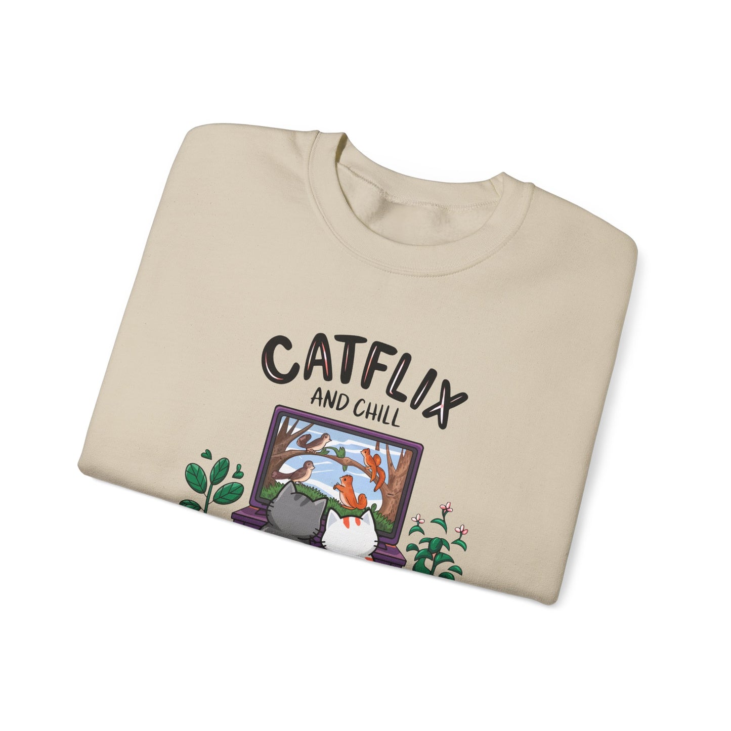 Catflix And Chill Crewneck Sweatshirt