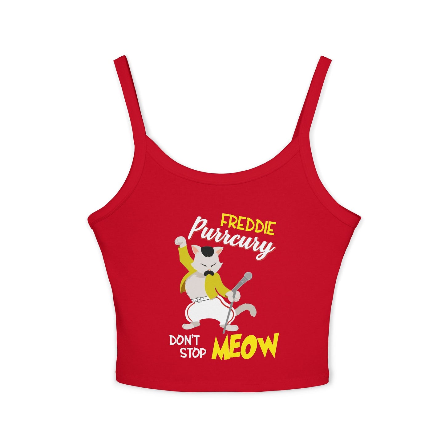 Freddie Purrcury Don't Stop Meow Women's Spaghetti Strap Tank Top