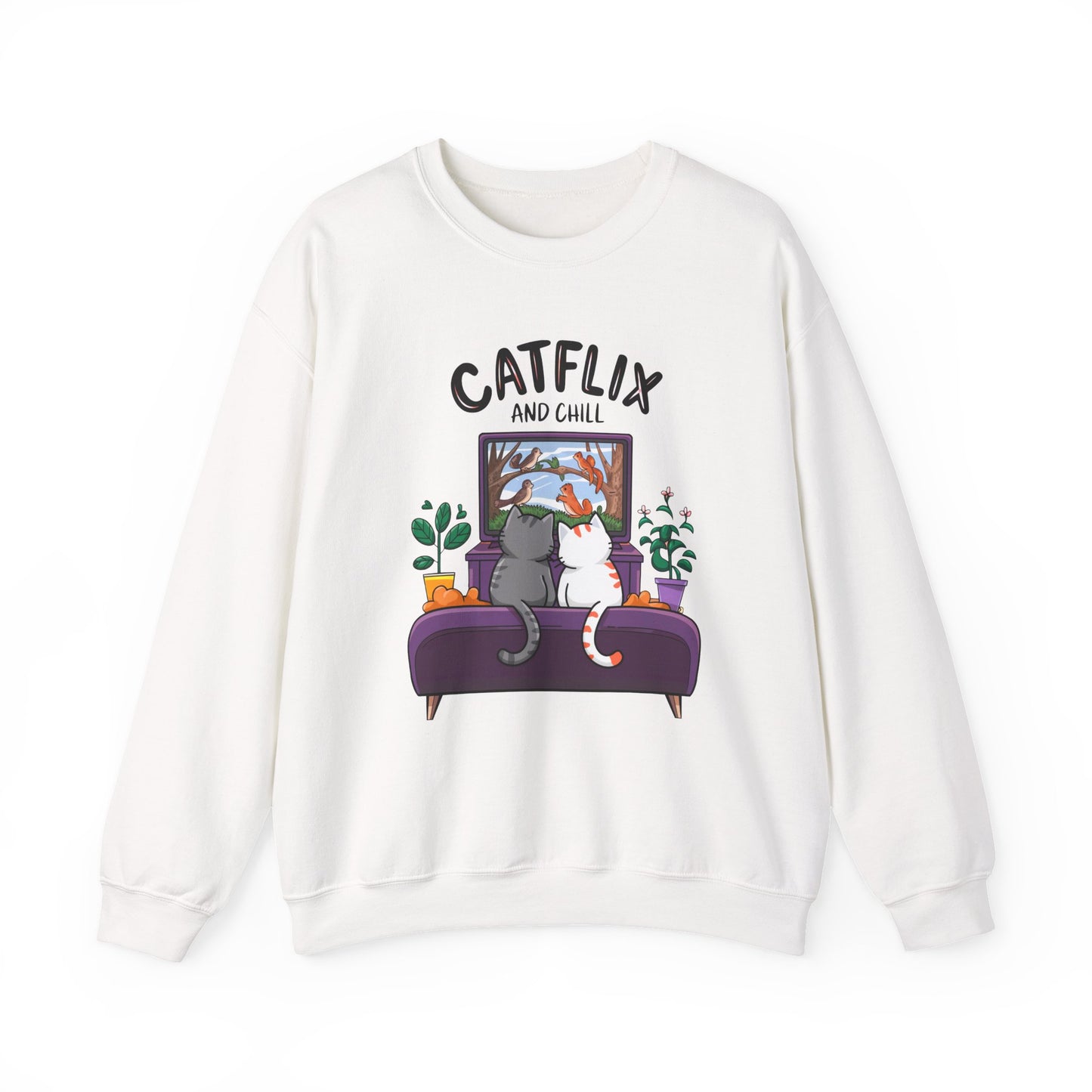 Catflix And Chill Crewneck Sweatshirt