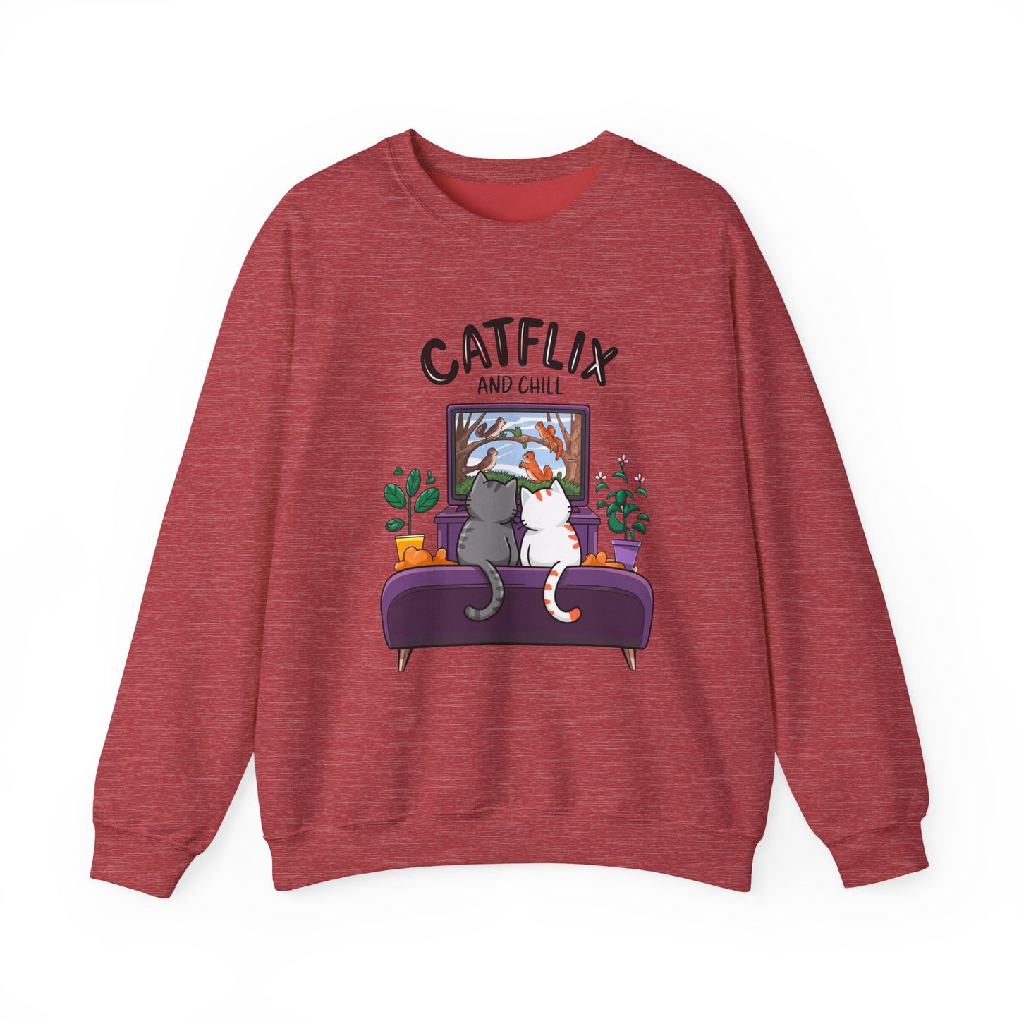 Catflix And Chill Crewneck Sweatshirt