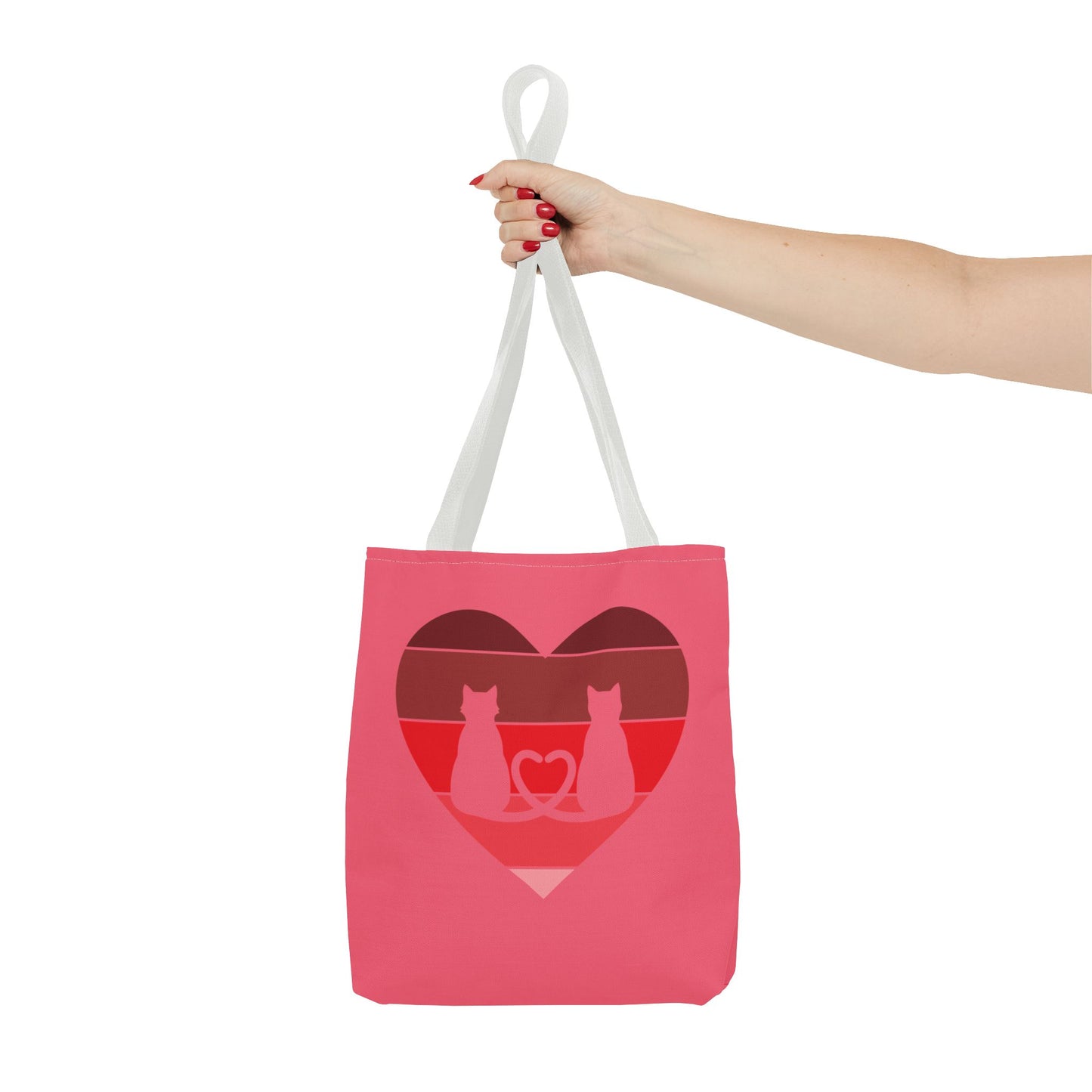 Cat Tail Love Retro Heart Tote Bag