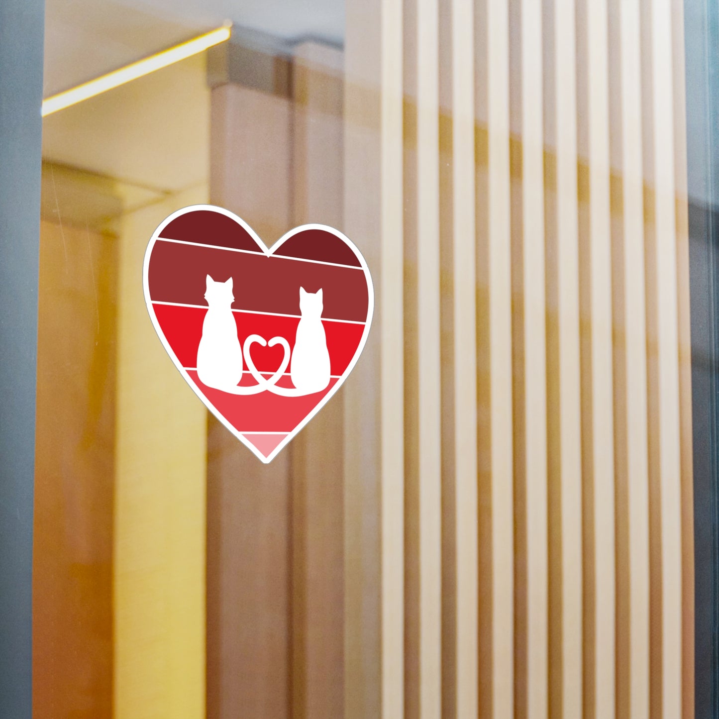 Cat Tail Love Retro Heart Vinyl Decal