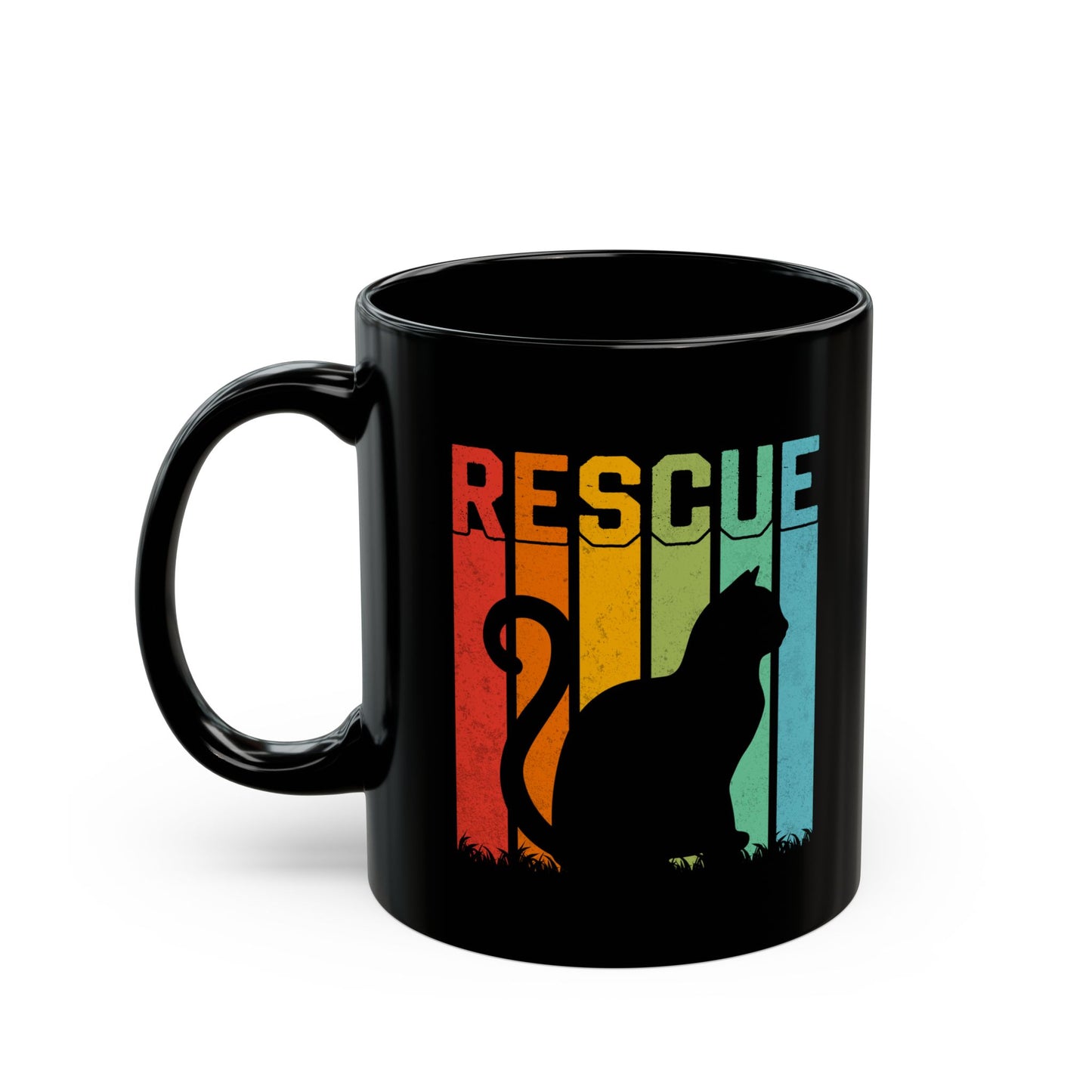 Retro Rescue Cat Black Coffee Mug