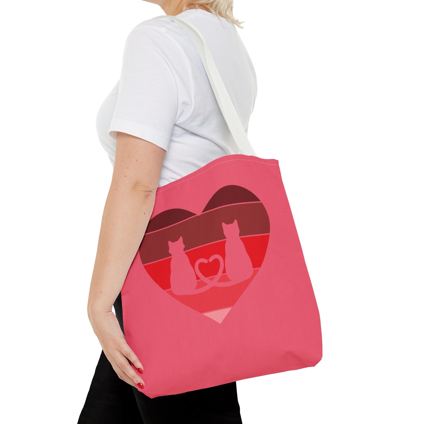 Cat Tail Love Retro Heart Tote Bag