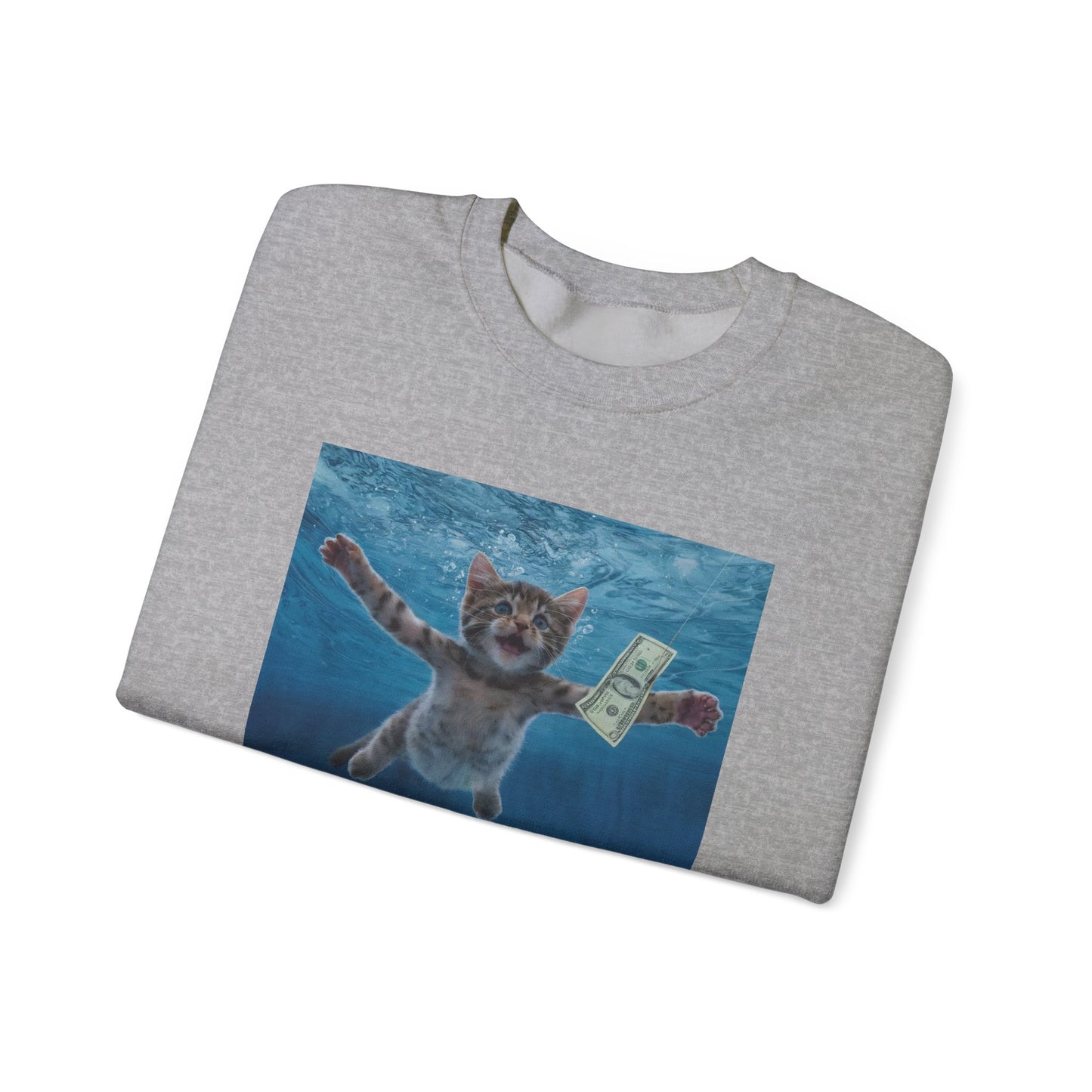 Purrvana Nevermeow Album Cover Crewneck Sweatshirt