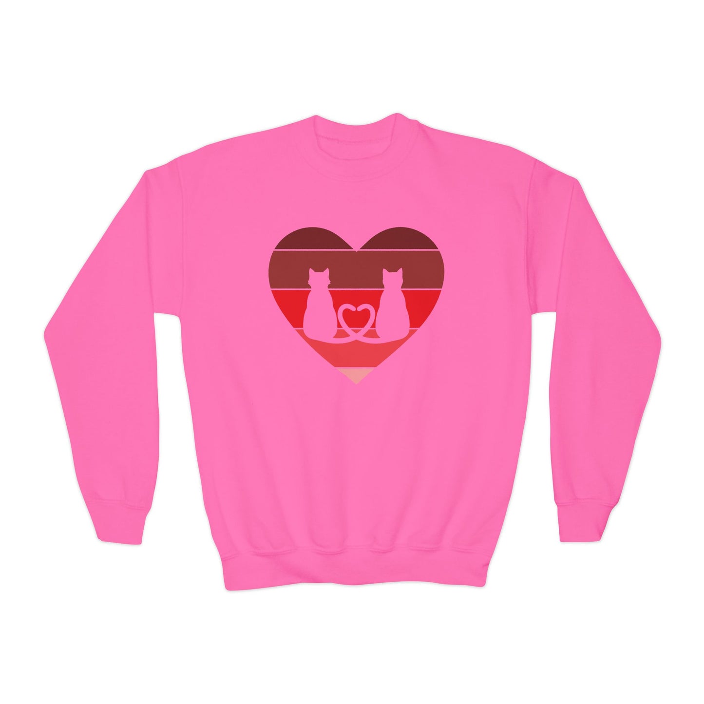 Cat Tail Love Retro Heart Youth Crewneck Sweatshirt