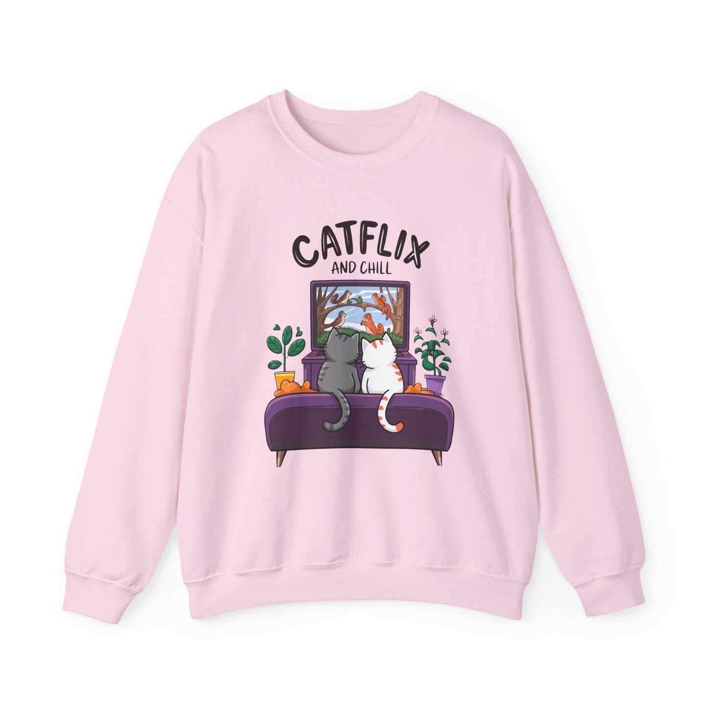 Catflix And Chill Crewneck Sweatshirt