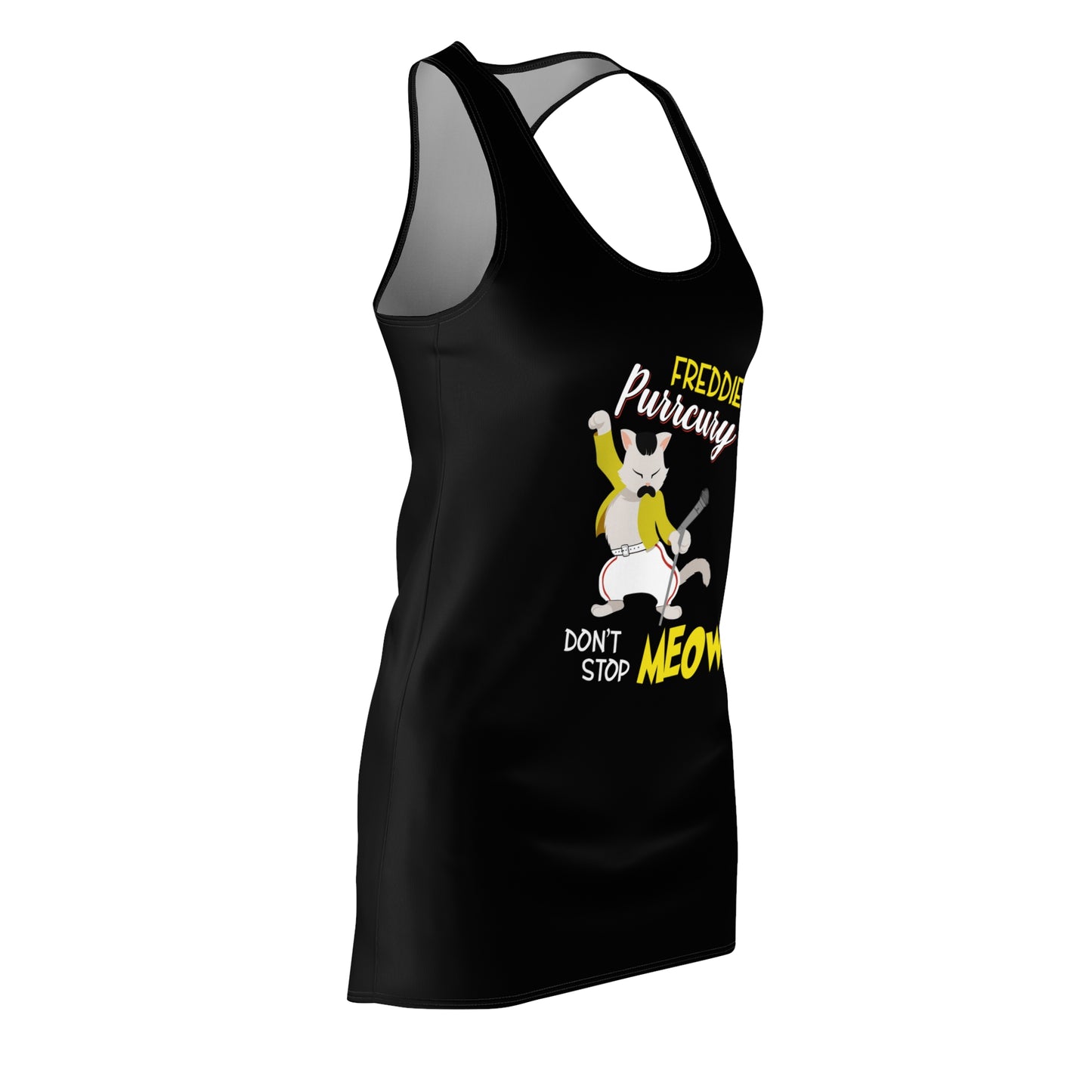 Freddie Purrcury Don't Stop Meow Women's Racerback Dress