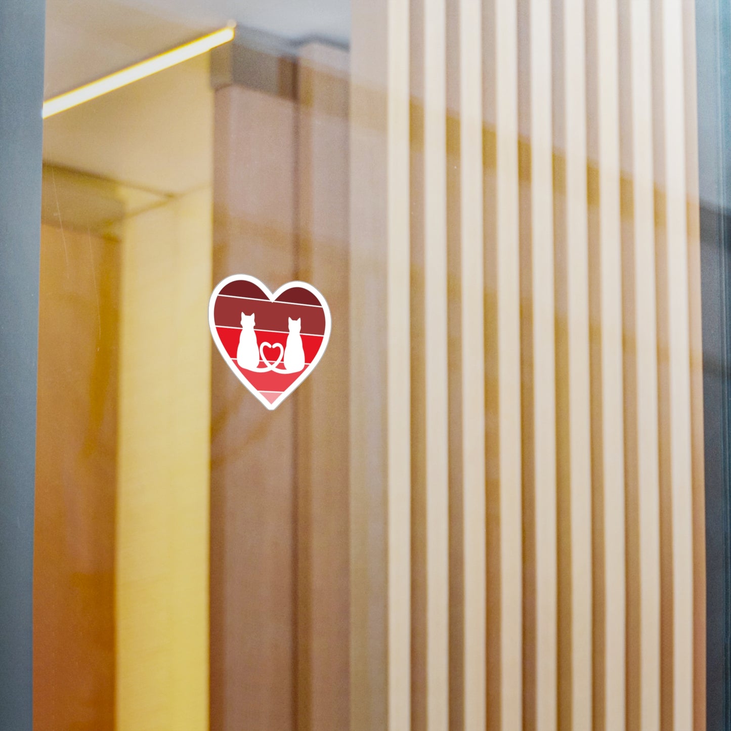 Cat Tail Love Retro Heart Vinyl Decal