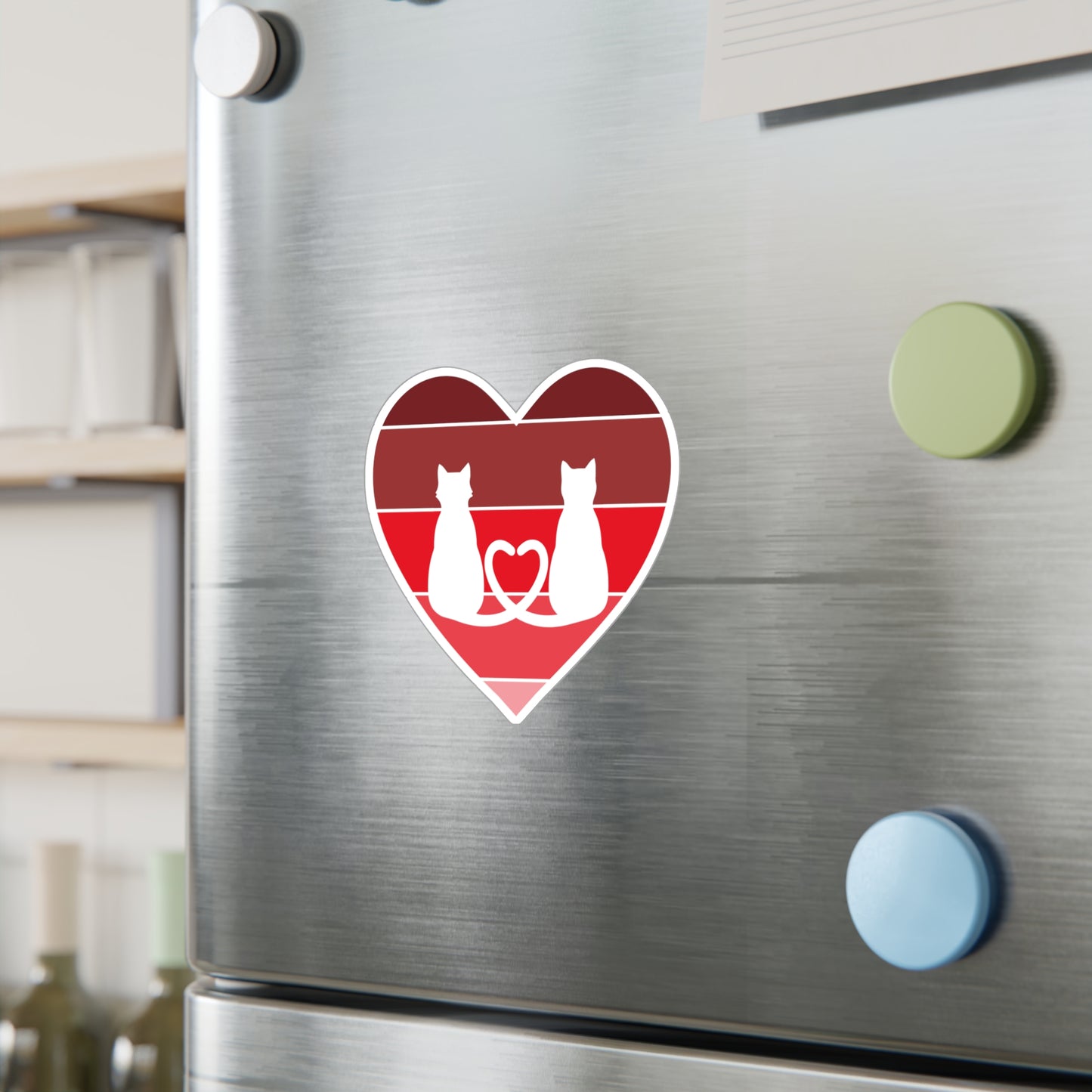 Cat Tail Love Retro Heart Vinyl Decal