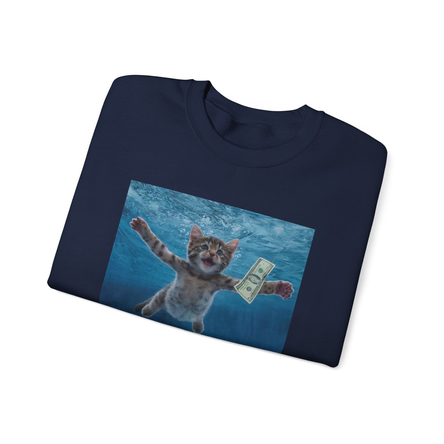 Purrvana Nevermeow Album Cover Crewneck Sweatshirt