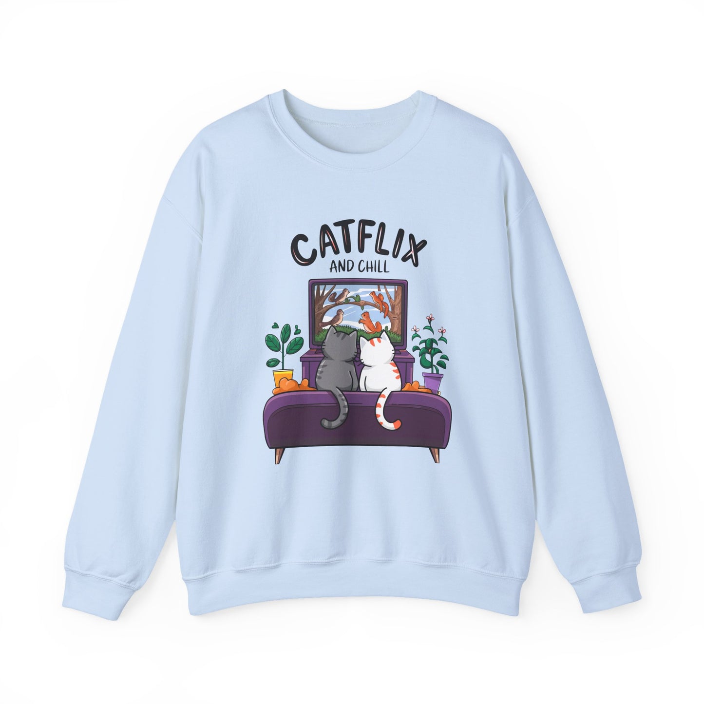 Catflix And Chill Crewneck Sweatshirt