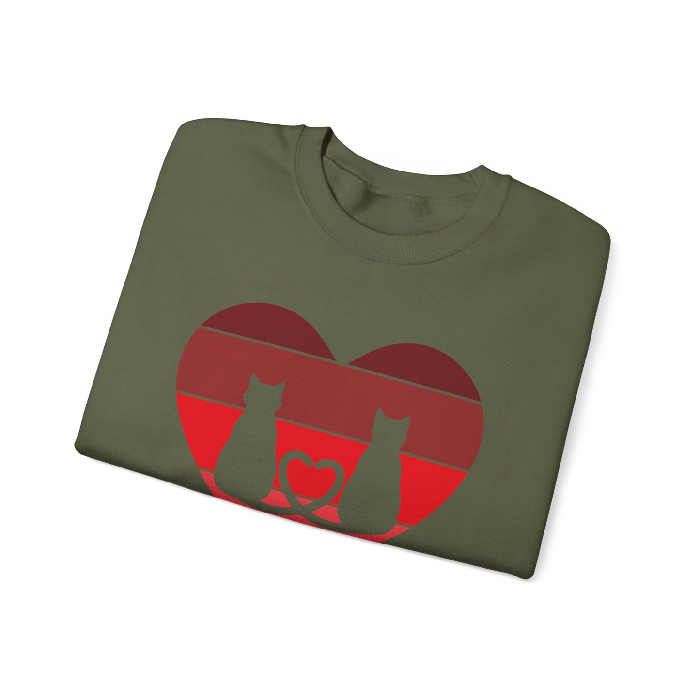 Cat Tail Love Retro Heart Crewneck Sweatshirt