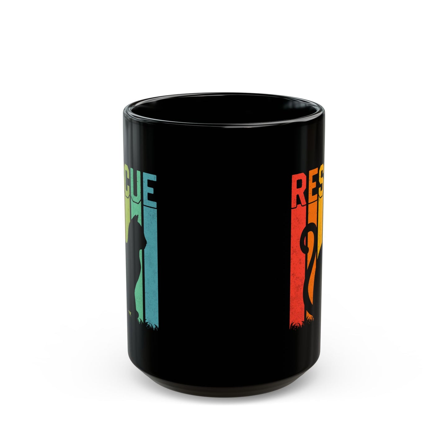 Retro Rescue Cat Black Coffee Mug