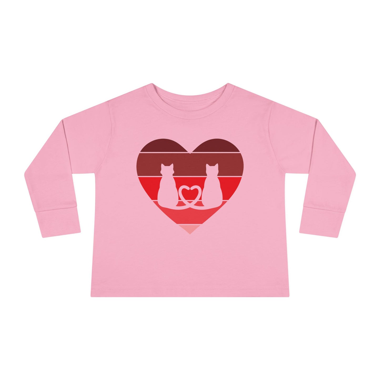 Cat Tail Love Retro Heart Toddler Long Sleeve Tee