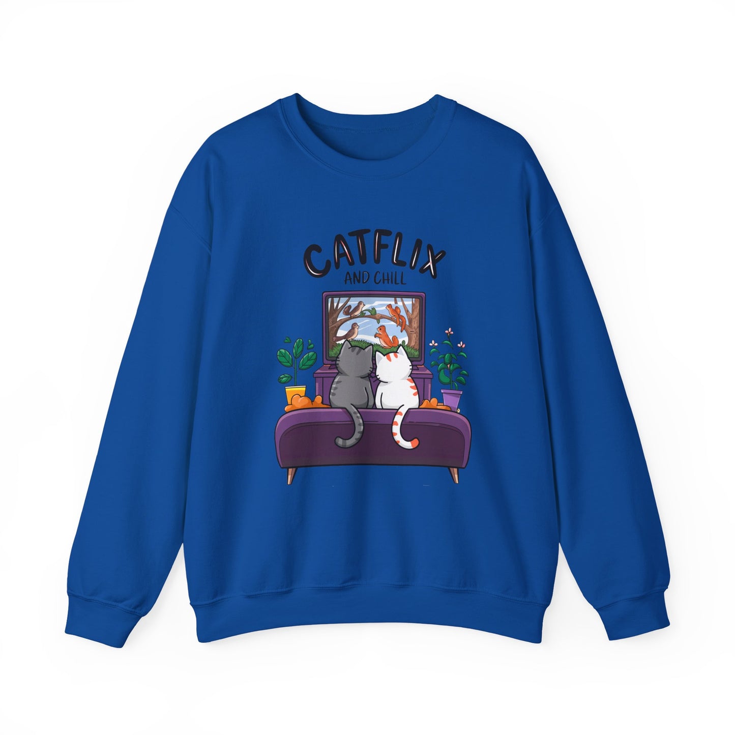 Catflix And Chill Crewneck Sweatshirt