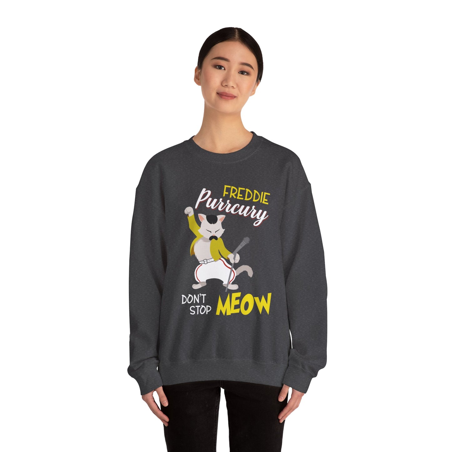 Freddie Purrcury Don’t Stop Meow Crewneck Sweatshirt