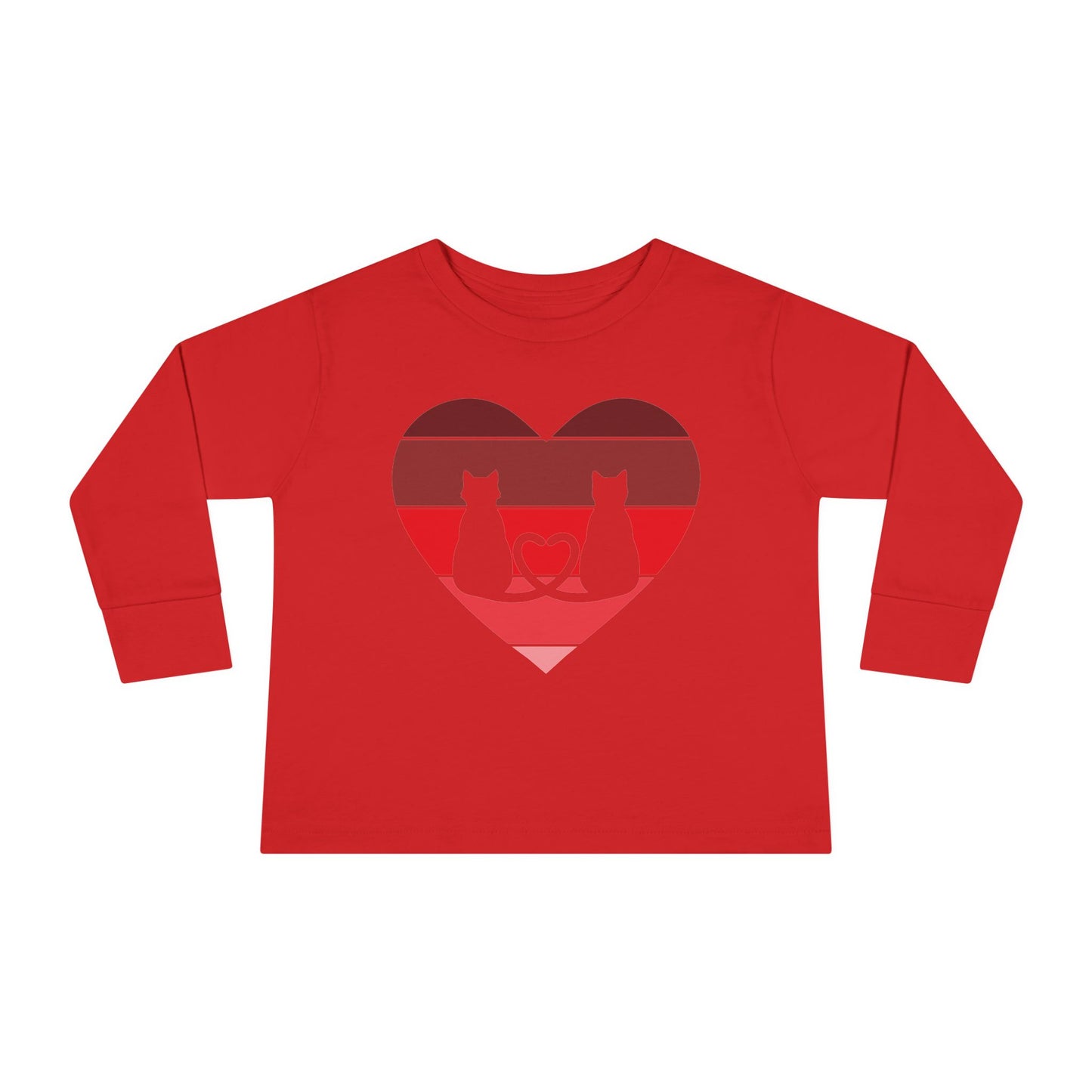 Cat Tail Love Retro Heart Toddler Long Sleeve Tee