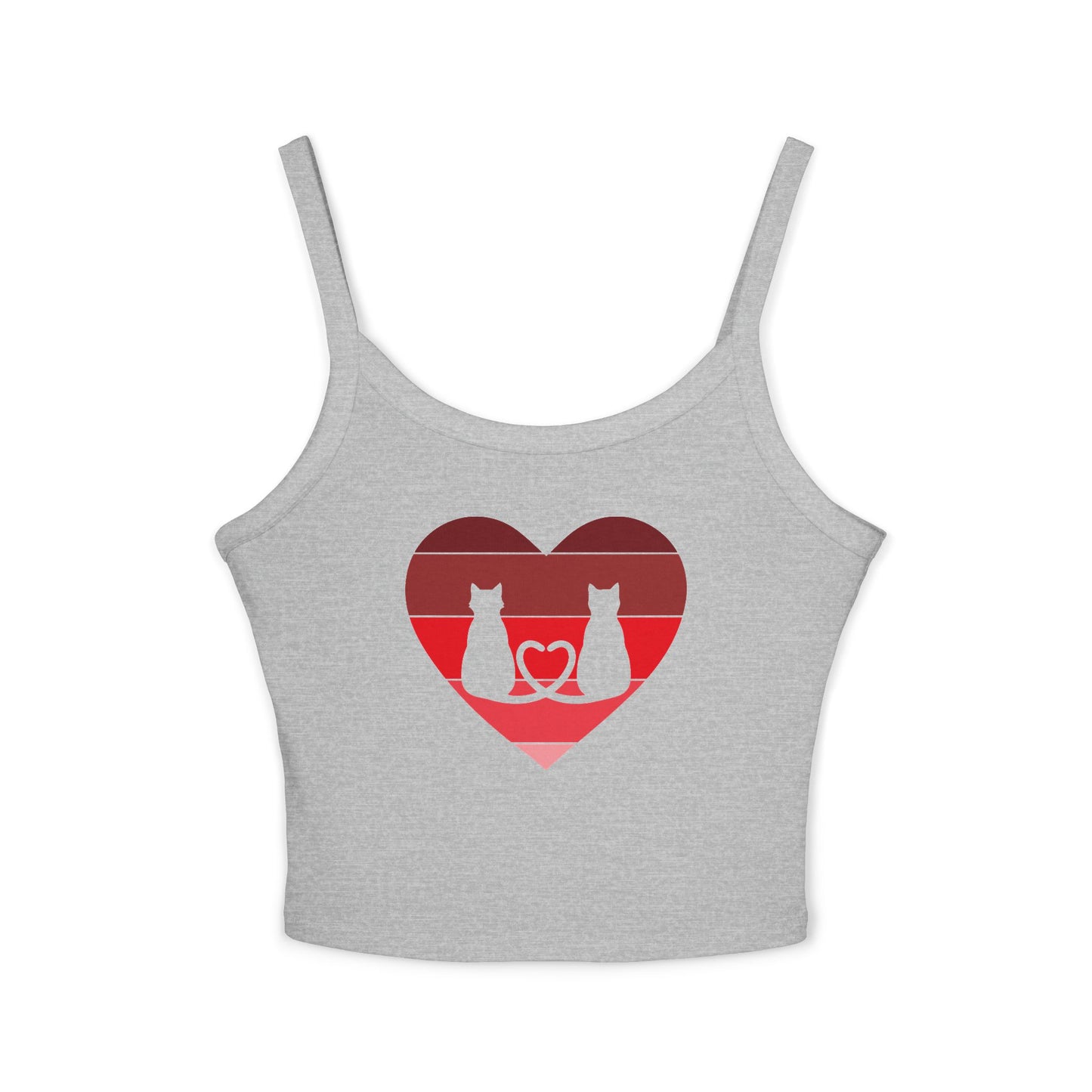 Cat Tail Love Retro Heart Women's Spaghetti Strap Tank Top