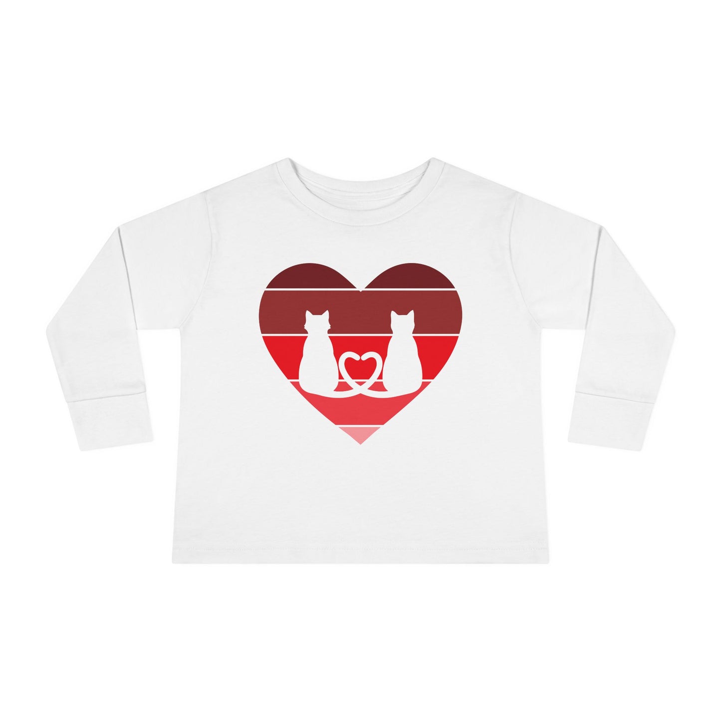 Cat Tail Love Retro Heart Toddler Long Sleeve Tee