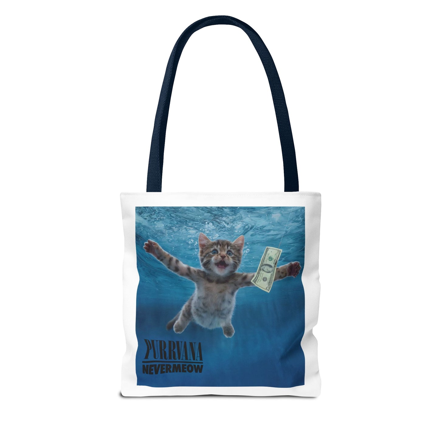 Purrvana Nevermeow Album Cover Tote Bag