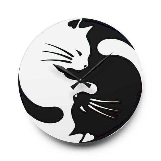 Yin Yang Kitties Acrylic Wall Clock