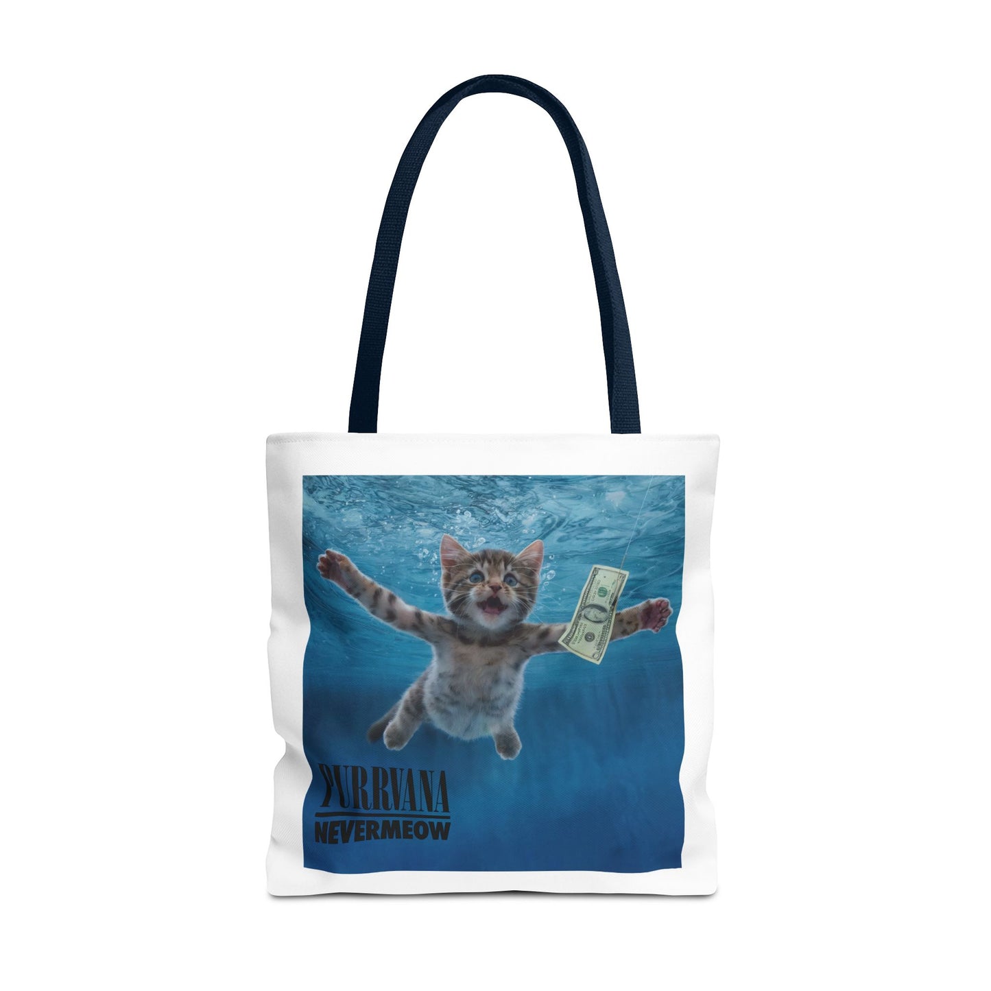 Purrvana Nevermeow Album Cover Tote Bag