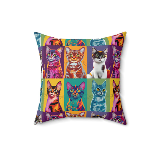 Catty Warhol Faux Suede Square Pillow