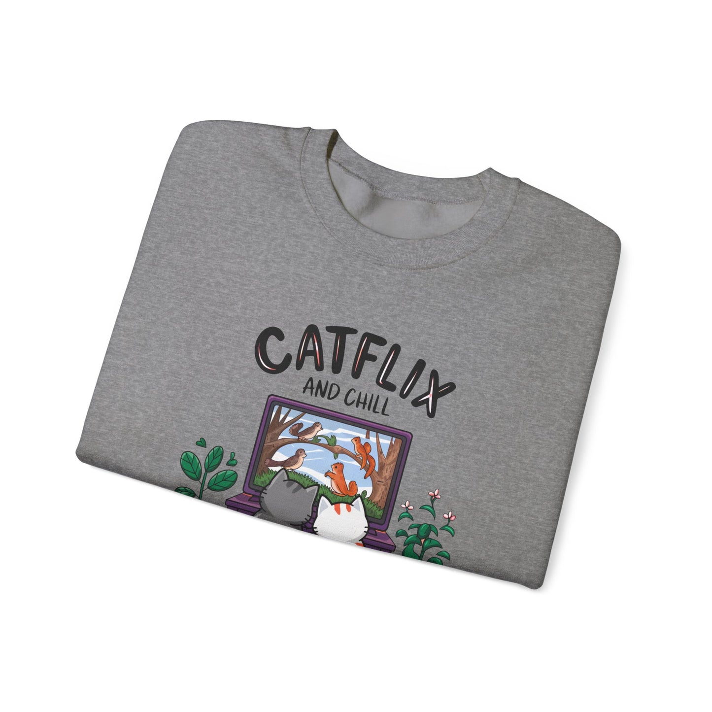 Catflix And Chill Crewneck Sweatshirt